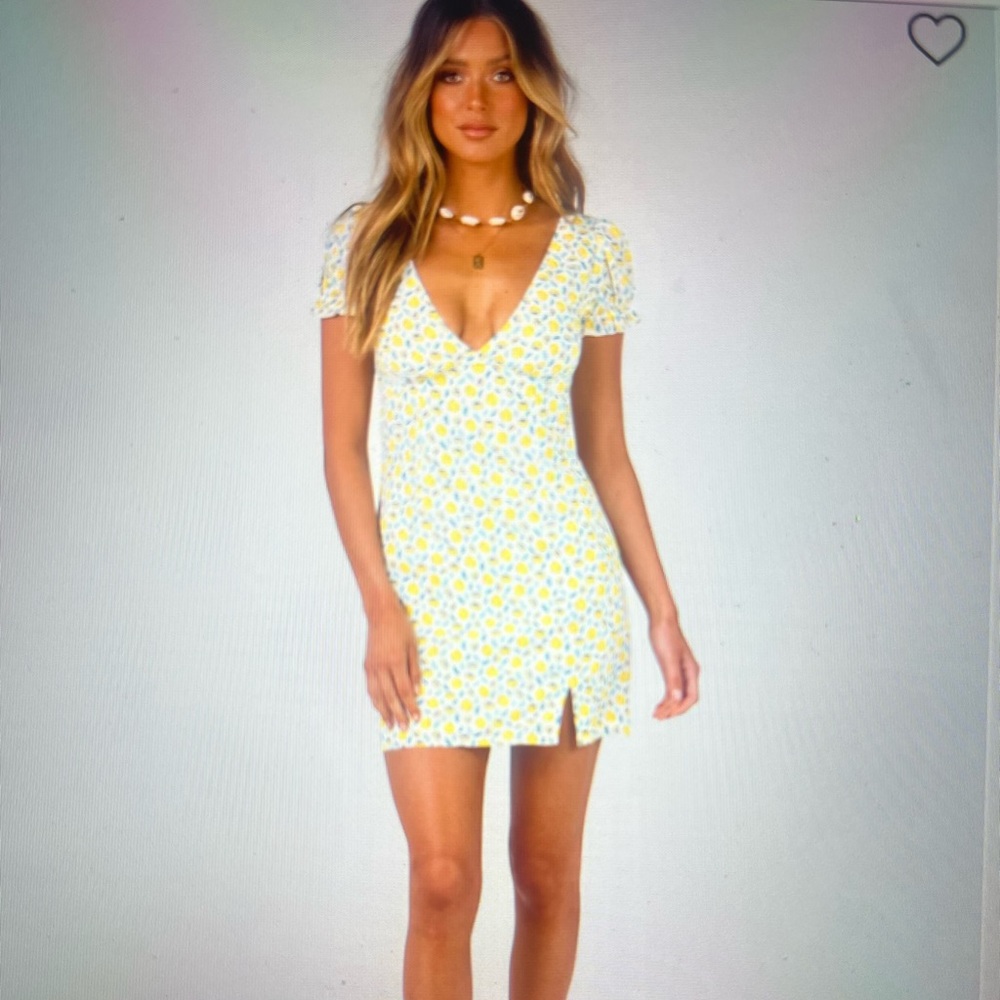 Cute Yellow lemon Princess Polly mini dress